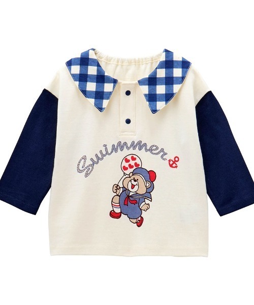 Belle Maison(ベルメゾン)の「SWIMMERコラボ 襟付き長袖Tシャツ(Tシャツ/カットソー・キッズ・ブルー系その他2/グリーン系その他4/レッド系その他3・80/90/100/110/120)」の3枚目の写真