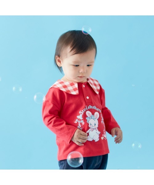 Belle Maison(ベルメゾン)の「SWIMMERコラボ 襟付き長袖Tシャツ(Tシャツ/カットソー・キッズ・ブルー系その他2/グリーン系その他4/レッド系その他3・80/90/100/110/120)」の7枚目の写真