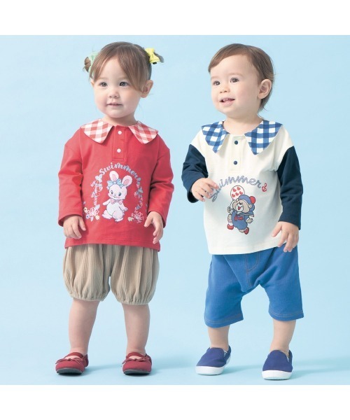 Belle Maison(ベルメゾン)の「SWIMMERコラボ 襟付き長袖Tシャツ(Tシャツ/カットソー・キッズ・ブルー系その他2/グリーン系その他4/レッド系その他3・80/90/100/110/120)」の9枚目の写真