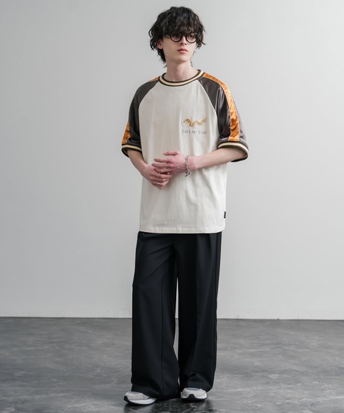 Rocky Monroe(ロッキーモンロー)の「KRIFF MAYER クリフメイヤー スーベニア龍刺繍スカジャンTシャツ/リブラインラグランカットソー 2547202(Tシャツ/カットソー・メンズ・チャコール/グレー/オフホワイト・XL/M/L)」の4枚目の写真