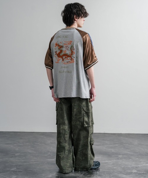 Rocky Monroe(ロッキーモンロー)の「KRIFF MAYER クリフメイヤー スーベニア龍刺繍スカジャンTシャツ/リブラインラグランカットソー 2547202(Tシャツ/カットソー・メンズ・チャコール/グレー/オフホワイト・XL/M/L)」の11枚目の写真