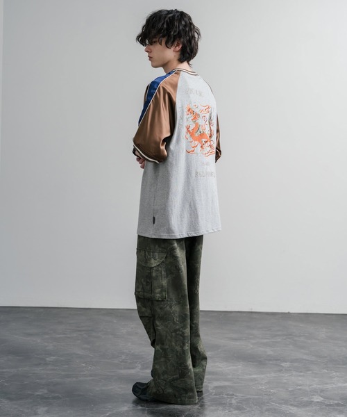 Rocky Monroe(ロッキーモンロー)の「KRIFF MAYER クリフメイヤー スーベニア龍刺繍スカジャンTシャツ/リブラインラグランカットソー 2547202(Tシャツ/カットソー・メンズ・チャコール/グレー/オフホワイト・XL/M/L)」の12枚目の写真