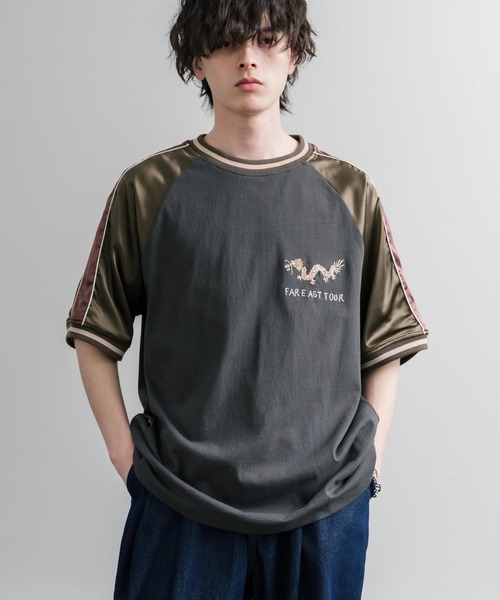 Rocky Monroe(ロッキーモンロー)の「KRIFF MAYER クリフメイヤー スーベニア龍刺繍スカジャンTシャツ/リブラインラグランカットソー 2547202(Tシャツ/カットソー・メンズ・チャコール/グレー/オフホワイト・XL/M/L)」の14枚目の写真