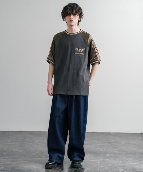 Rocky Monroe(ロッキーモンロー)の「KRIFF MAYER クリフメイヤー スーベニア龍刺繍スカジャンTシャツ/リブラインラグランカットソー 2547202(Tシャツ/カットソー・メンズ・チャコール/グレー/オフホワイト・XL/M/L)」の16枚目の写真