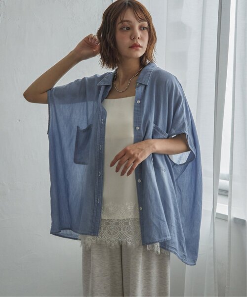 notch.（ノッチ）の「シアーデニムオーバーシャツ（シャツ/ブラウス・レディース・ブルー/ネイビー/ライトブルー・M）」の19枚目の写真