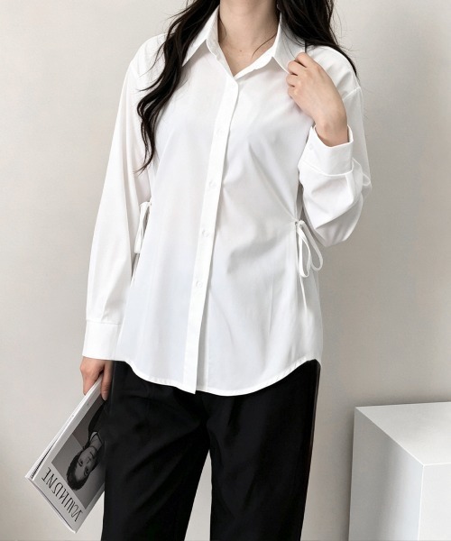 Miniministore(ミニミニストア)の「リボンシェイプシャツブラウス レディース(シャツ/ブラウス・レディース・ホワイト/ブラック/ブルー・FREE)」の1枚目の写真