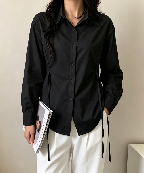 Miniministore(ミニミニストア)の「リボンシェイプシャツブラウス レディース(シャツ/ブラウス・レディース・ホワイト/ブラック/ブルー・FREE)」の2枚目の写真