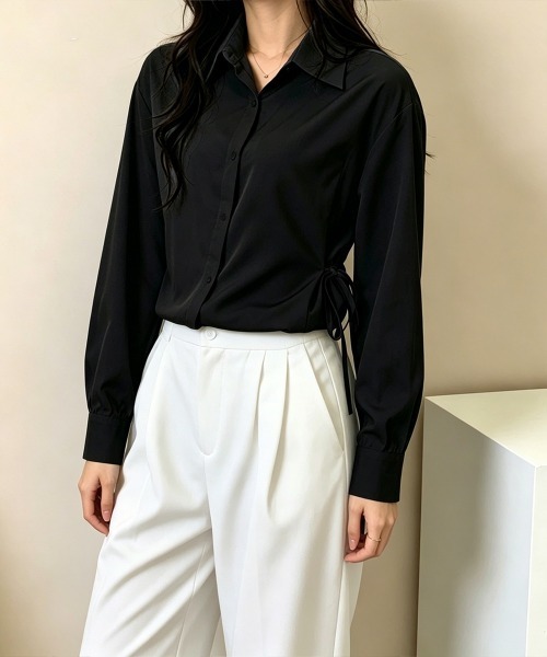 Miniministore(ミニミニストア)の「リボンシェイプシャツブラウス レディース(シャツ/ブラウス・レディース・ホワイト/ブラック/ブルー・FREE)」の5枚目の写真