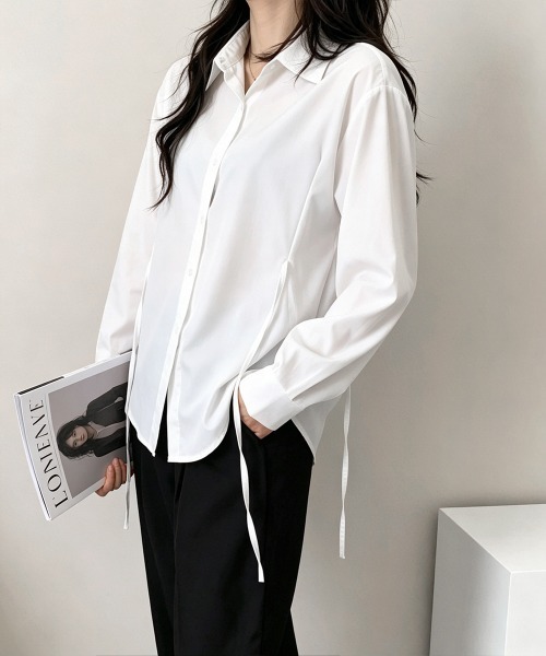 Miniministore(ミニミニストア)の「リボンシェイプシャツブラウス レディース(シャツ/ブラウス・レディース・ホワイト/ブラック/ブルー・FREE)」の10枚目の写真
