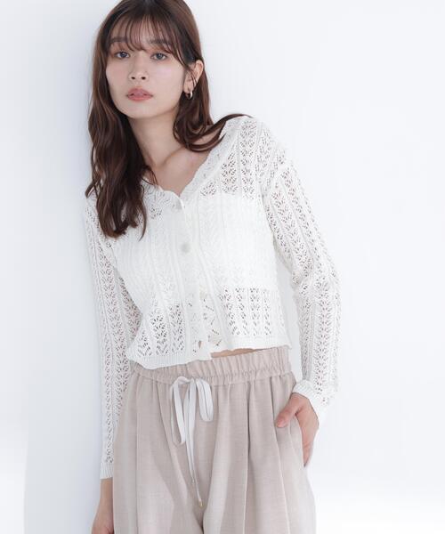 極美品♡trefle+1 ハートクロシェカーディガン　ホワイト クロシェ編みの花浮かぶドルマンカーディガン – ONE PEACE ONLINE