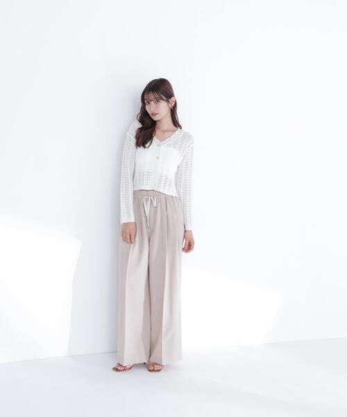 NATURAL BEAUTY BASIC（ナチュラルビューティーベーシック）の「クロシェニットカーディガン（カーディガン/ボレロ・レディース・オフホワイト/ベージュ/ピンク・ﾌﾘ-）」の4枚目の写真