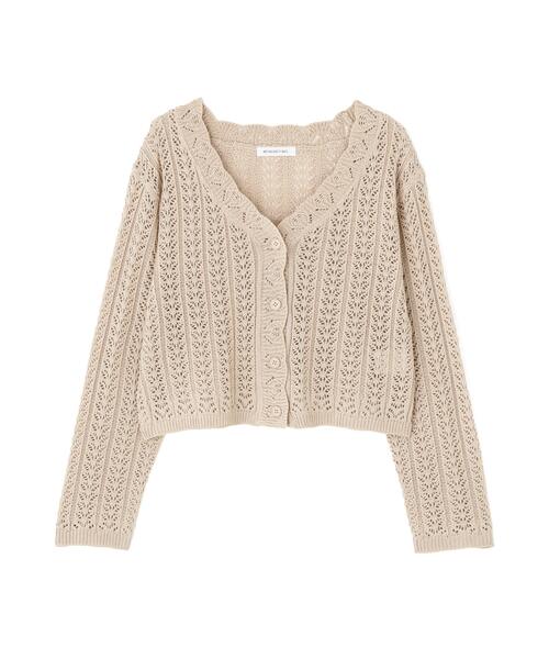 NATURAL BEAUTY BASIC（ナチュラルビューティーベーシック）の「クロシェニットカーディガン（カーディガン/ボレロ・レディース・オフホワイト/ベージュ/ピンク・ﾌﾘ-）」の8枚目の写真