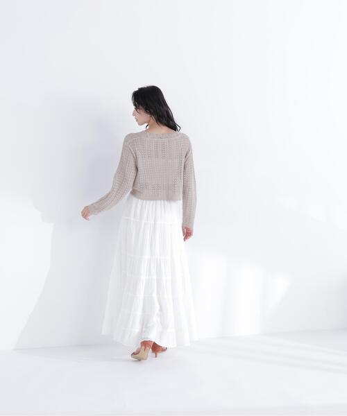 NATURAL BEAUTY BASIC（ナチュラルビューティーベーシック）の「クロシェニットカーディガン（カーディガン/ボレロ・レディース・オフホワイト/ベージュ/ピンク・ﾌﾘ-）」の12枚目の写真