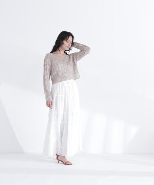 NATURAL BEAUTY BASIC（ナチュラルビューティーベーシック）の「クロシェニットカーディガン（カーディガン/ボレロ・レディース・オフホワイト/ベージュ/ピンク・ﾌﾘ-）」の14枚目の写真