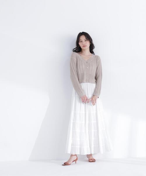 NATURAL BEAUTY BASIC（ナチュラルビューティーベーシック）の「クロシェニットカーディガン（カーディガン/ボレロ・レディース・オフホワイト/ベージュ/ピンク・ﾌﾘ-）」の16枚目の写真