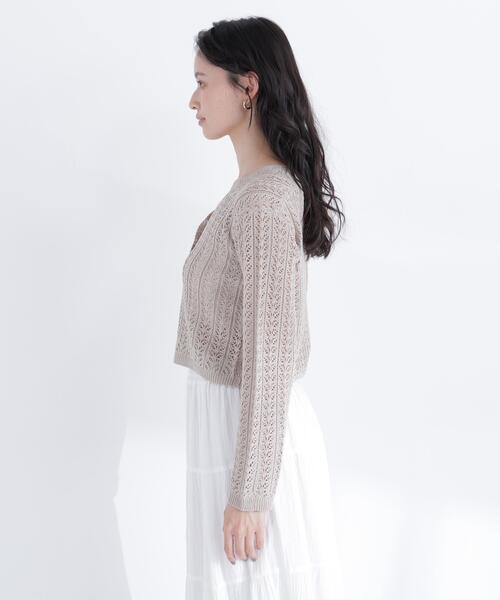 NATURAL BEAUTY BASIC（ナチュラルビューティーベーシック）の「クロシェニットカーディガン（カーディガン/ボレロ・レディース・オフホワイト/ベージュ/ピンク・ﾌﾘ-）」の18枚目の写真