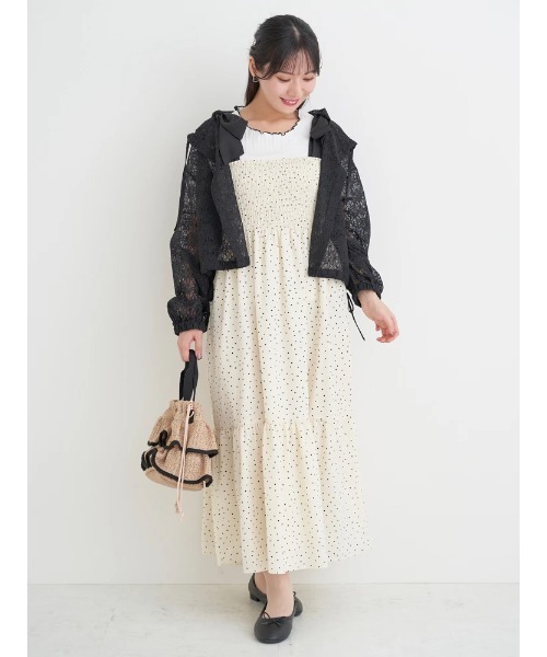 Bonjour Sagan（ボンジュールサガン）の「【大きいサイズ】シャーリングワンピース（花柄・ドット柄）（ワンピース・レディース・B/A・XX-LARGE/XXX-LARGE）」の3枚目の写真
