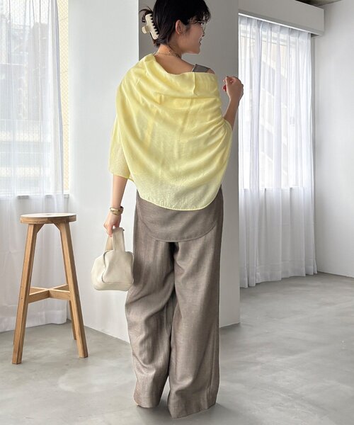 DouDou(ドゥドゥ)の「【セットアップ可能】リネン混タックワイドパンツ(その他パンツ・レディース・ベージュ/ブラック/ブラウン・TM/FREE)」の7枚目の写真