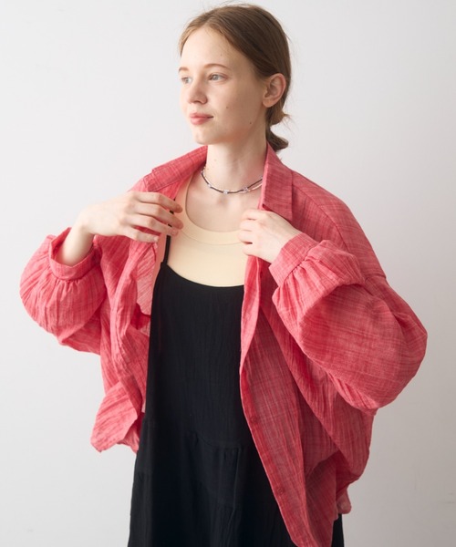 Crisp（クリスプ）の「airy sheer over shirt / エアリーシアーオーバーシャツ（シャツ/ブラウス・レディース・オレンジ/ベージュ/ピンク・FREE）」の17枚目の写真