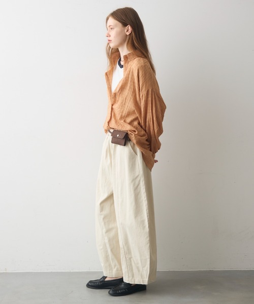 Crisp（クリスプ）の「airy sheer over shirt / エアリーシアーオーバーシャツ（シャツ/ブラウス・レディース・オレンジ/ベージュ/ピンク・FREE）」の4枚目の写真
