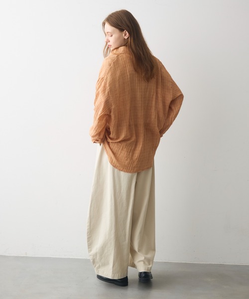 Crisp（クリスプ）の「airy sheer over shirt / エアリーシアーオーバーシャツ（シャツ/ブラウス・レディース・オレンジ/ベージュ/ピンク・FREE）」の5枚目の写真