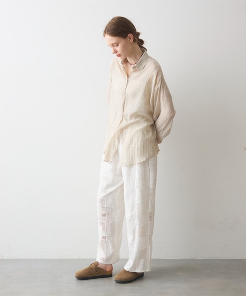 Crisp（クリスプ）の「airy sheer over shirt / エアリーシアーオーバーシャツ（シャツ/ブラウス・レディース・オレンジ/ベージュ/ピンク・FREE）」の13枚目の写真