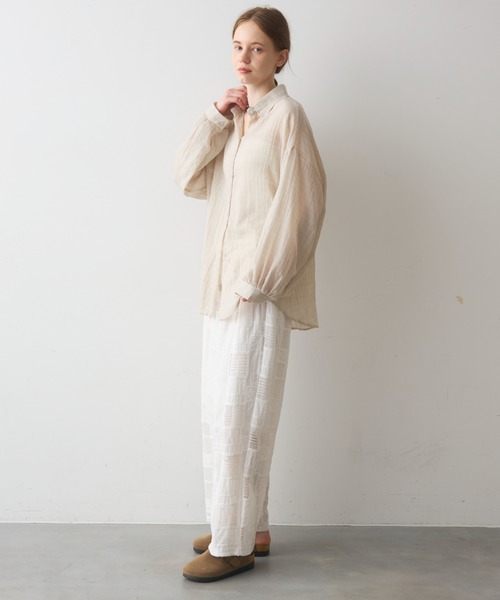 Crisp（クリスプ）の「airy sheer over shirt / エアリーシアーオーバーシャツ（シャツ/ブラウス・レディース・オレンジ/ベージュ/ピンク・FREE）」の14枚目の写真