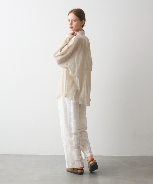 Crisp（クリスプ）の「airy sheer over shirt / エアリーシアーオーバーシャツ（シャツ/ブラウス・レディース・オレンジ/ベージュ/ピンク・FREE）」の15枚目の写真