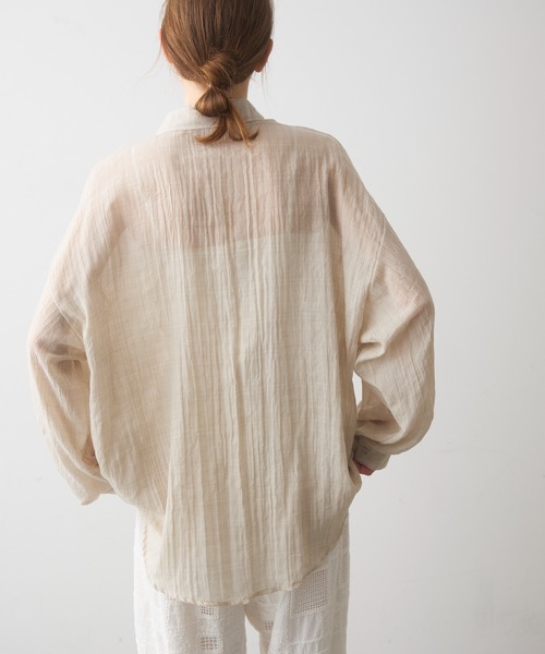 Crisp（クリスプ）の「airy sheer over shirt / エアリーシアーオーバーシャツ（シャツ/ブラウス・レディース・オレンジ/ベージュ/ピンク・FREE）」の8枚目の写真