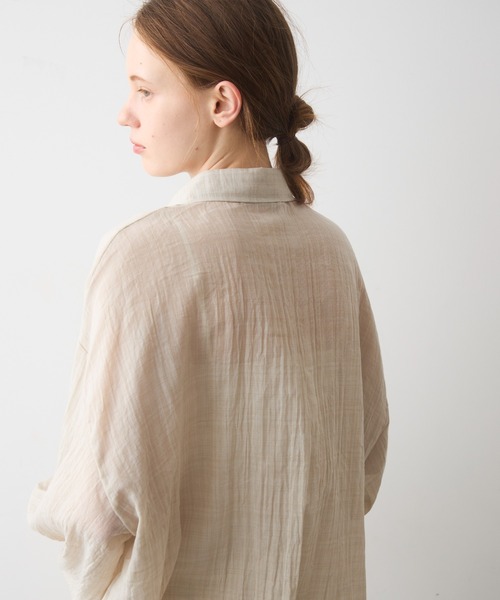 Crisp（クリスプ）の「airy sheer over shirt / エアリーシアーオーバーシャツ（シャツ/ブラウス・レディース・オレンジ/ベージュ/ピンク・FREE）」の9枚目の写真