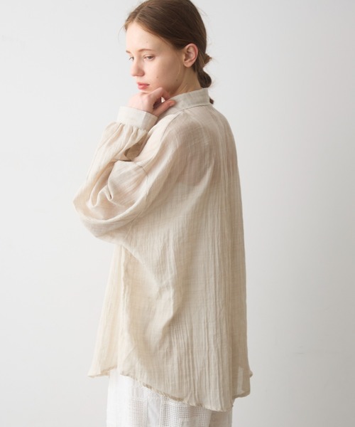 Crisp（クリスプ）の「airy sheer over shirt / エアリーシアーオーバーシャツ（シャツ/ブラウス・レディース・オレンジ/ベージュ/ピンク・FREE）」の7枚目の写真