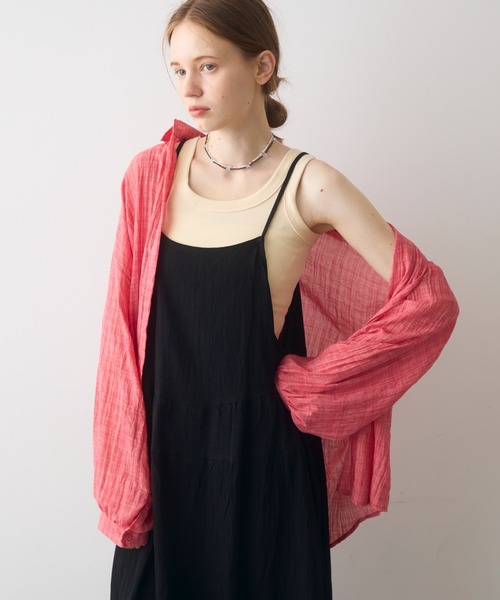 Crisp（クリスプ）の「airy sheer over shirt / エアリーシアーオーバーシャツ（シャツ/ブラウス・レディース・オレンジ/ベージュ/ピンク・FREE）」の18枚目の写真
