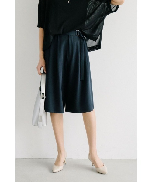 M.deux（エムドゥ）の「ベルト付きフレアキュロット（その他パンツ・レディース・ネイビー/オフホワイト・MEDIUM）」の2枚目の写真
