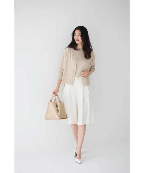 M.deux（エムドゥ）の「ベルト付きフレアキュロット（その他パンツ・レディース・ネイビー/オフホワイト・MEDIUM）」の3枚目の写真