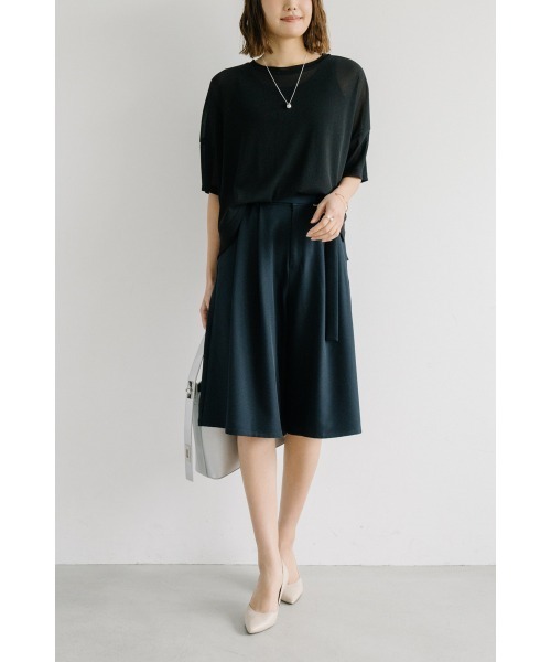 M.deux（エムドゥ）の「ベルト付きフレアキュロット（その他パンツ・レディース・ネイビー/オフホワイト・MEDIUM）」の10枚目の写真