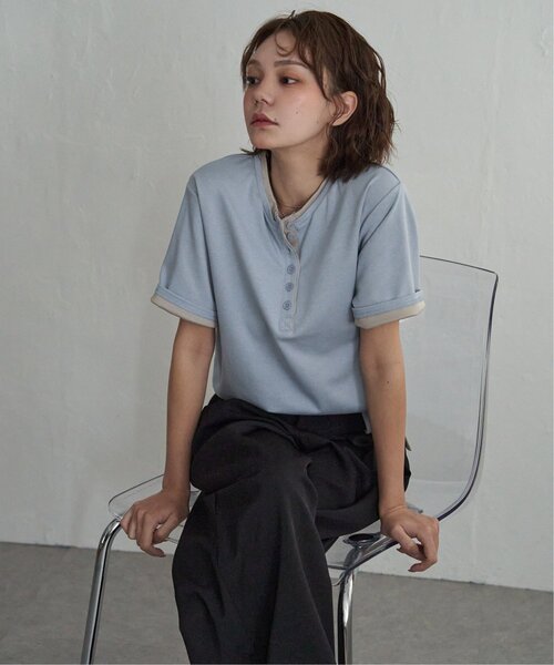notch.(ノッチ)の「バイカラーヘンリーネックTシャツ(Tシャツ/カットソー・レディース・ブラック/グレー/ブルー・M)」の9枚目の写真