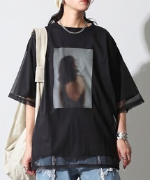 シアー フォトプリント チュール Tシャツ