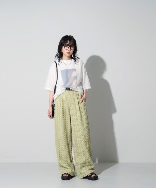 antiqua(アンティカ)の「シアー フォトプリント チュール Tシャツ(Tシャツ/カットソー・レディース・ブラック/ホワイト・ONESIZE)」の3枚目の写真