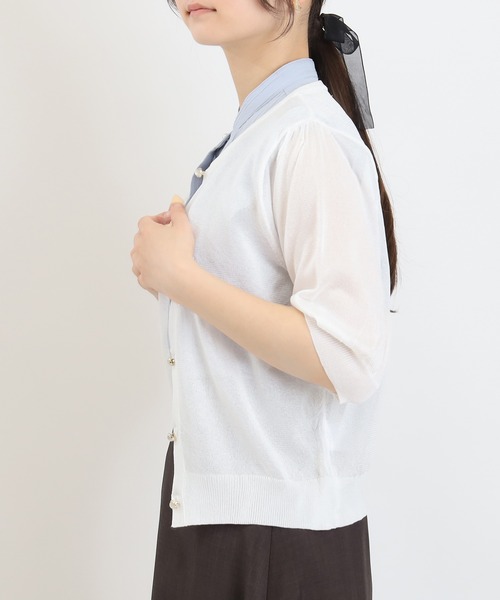 ASTORIA ODIER(アストリアオディール)の「ラメシアークルーネックカーディガン(半袖)(カーディガン/ボレロ・レディース・ホワイト/ライトグレー/ブラック・MEDIUM/LARGE)」の9枚目の写真
