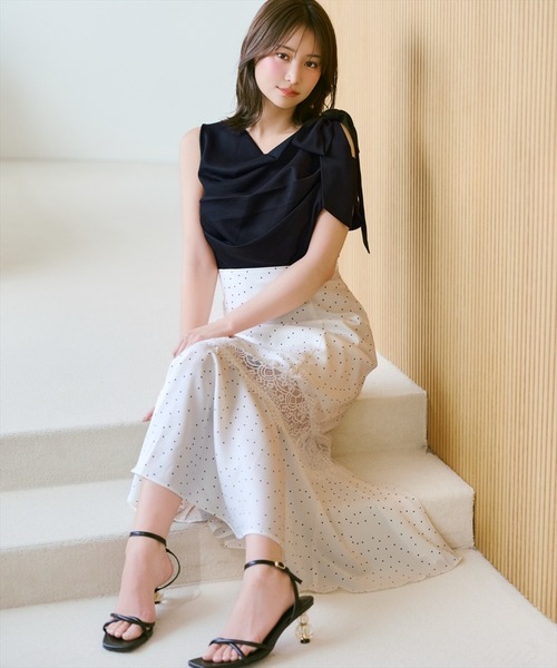 WILLSELECTION(ウィルセレクション)の「レース切替ドットマーメイドスカート(スカート・レディース・ブラック系その他/ホワイト系その他・FREE)」の4枚目の写真