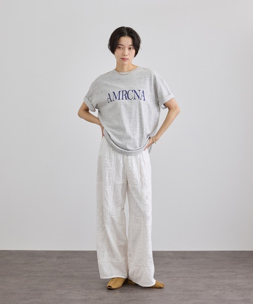 SALON adam et rope'（サロン アダム エ ロペ）の「【WEB限定】刺繍レースパッチワークパンツ / セットアップ対応（その他パンツ・レディース・ブラック/ホワイト・FREE）」の11枚目の写真