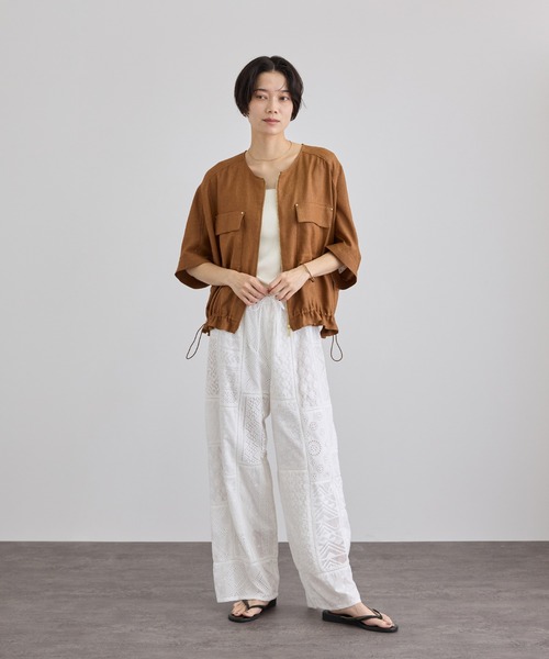 SALON adam et rope'（サロン アダム エ ロペ）の「【WEB限定】刺繍レースパッチワークパンツ / セットアップ対応（その他パンツ・レディース・ブラック/ホワイト・FREE）」の12枚目の写真