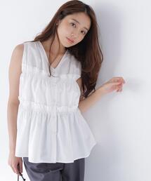 NATURAL BEAUTY BASIC | Vネックティアードブラウス(シャツ/ブラウス)