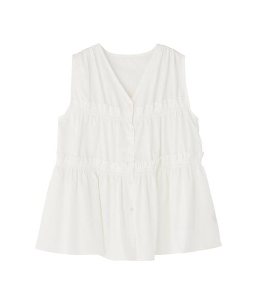 NATURAL BEAUTY BASIC(ナチュラルビューティーベーシック)の「Vネックティアードブラウス(シャツ/ブラウス・レディース・レッド/ブルー/ブラック/オフホワイト・フリ-)」の17枚目の写真