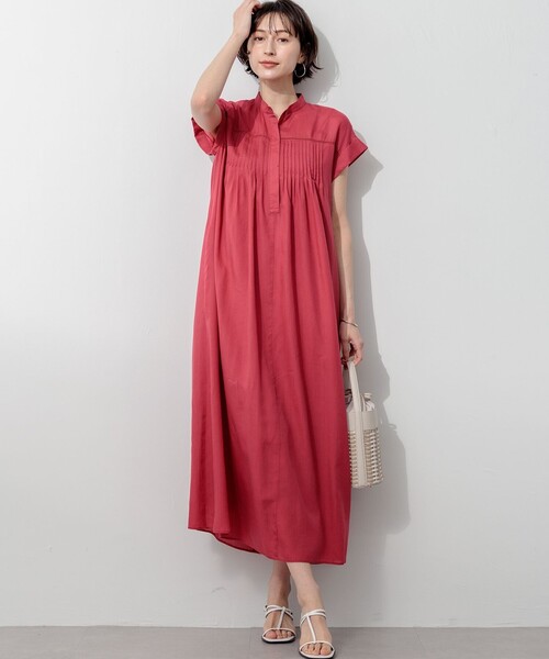 23区 L（ニジュウサンクオオキイサイズ）の「ウォッシュドシアーボイル ピンタック ワンピース（ワンピース・レディース・こしょう色系/ダルブルー系/ダークブラウン系/ブラック系/ローズ系・44/46/48）」の22枚目の写真