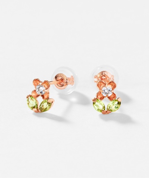Jewel closet by L&Co.(ジュエルクローゼットバイエルアンドコー)の「K10 フラワー モチーフ ピアス(ピアス(両耳用)・レディース・ホワイトゴールド/ピンクゴールド・FREE)」の1枚目の写真