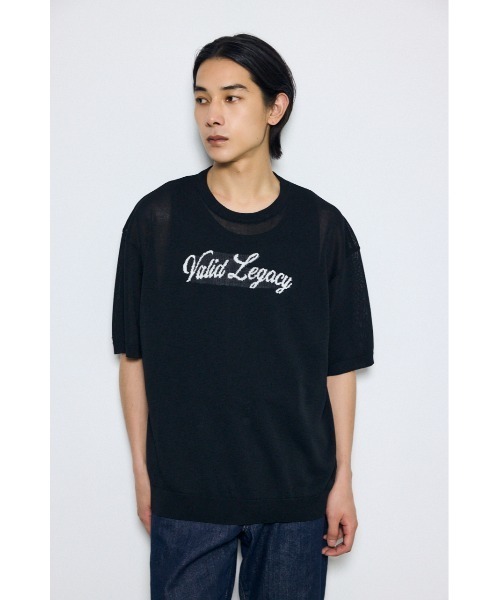 AZUL by moussy(アズールバイマウジー)の「フロントロゴ半袖サマーニット(ニット/セーター・メンズ・ライトブラウン/杢グレー/ブラック・MEDIUM/LARGE)」の4枚目の写真