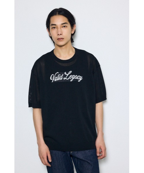 AZUL by moussy(アズールバイマウジー)の「フロントロゴ半袖サマーニット(ニット/セーター・メンズ・ライトブラウン/杢グレー/ブラック・MEDIUM/LARGE)」の5枚目の写真