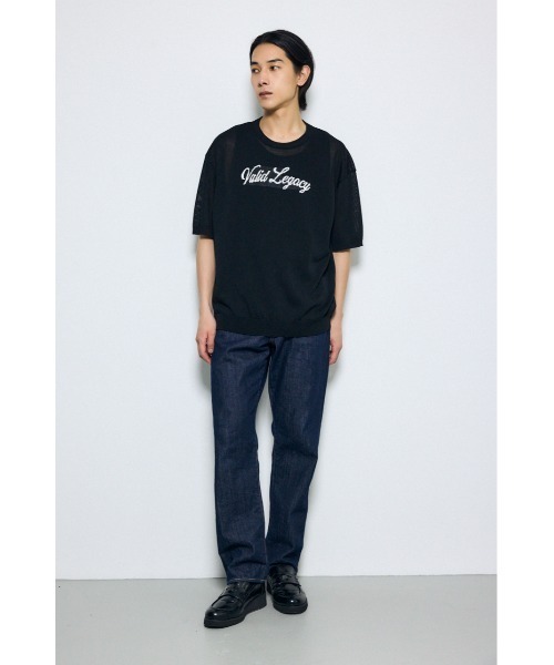 AZUL by moussy(アズールバイマウジー)の「フロントロゴ半袖サマーニット(ニット/セーター・メンズ・ライトブラウン/杢グレー/ブラック・MEDIUM/LARGE)」の6枚目の写真