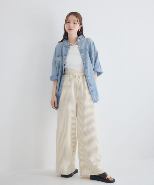 RETRO GIRL（レトロガール）の「ライトオンス半袖シャツ【セットアップ対応】（シャツ/ブラウス・レディース・ライトブルー/ブラック/ブルー・FREE）」の15枚目の写真
